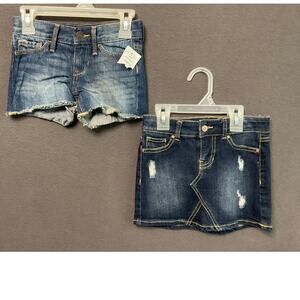 Size 4/5 , Wonder Nation Girls Distressed Denim Skirt & Unbranded Jean Shorts